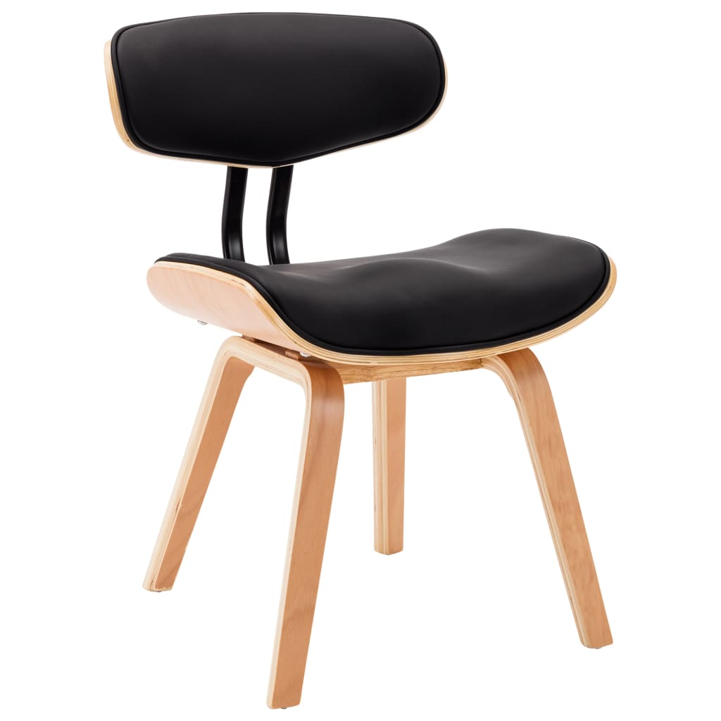 Dining Chairs 2 pcs Black Bent Wood and Faux Leather