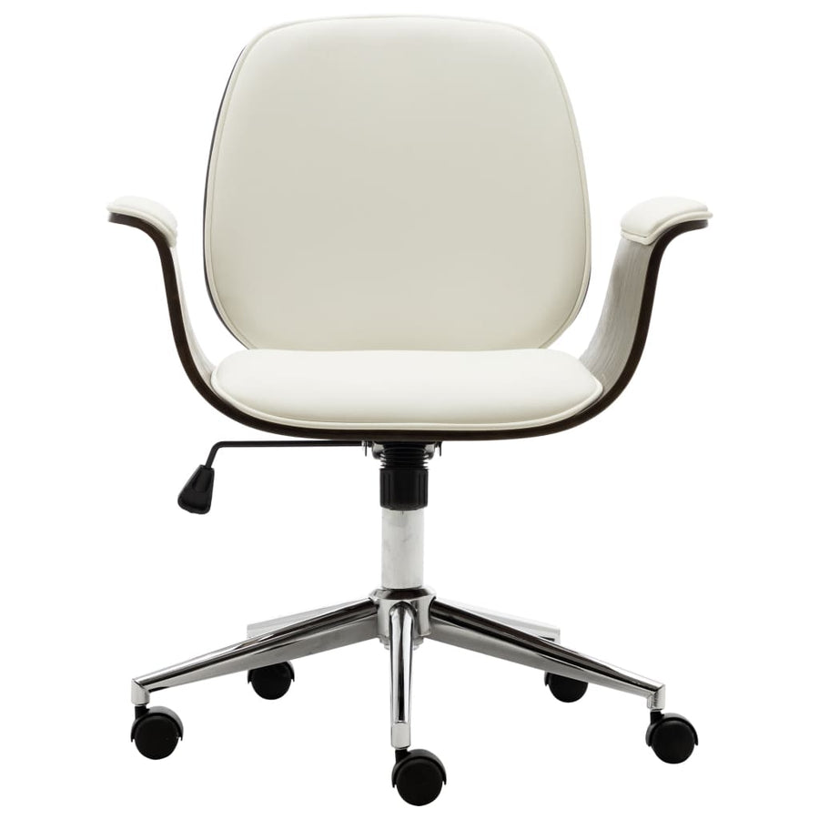 Office Chair White Bent Wood and Faux Leather