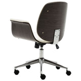 Office Chair White Bent Wood and Faux Leather - Side View