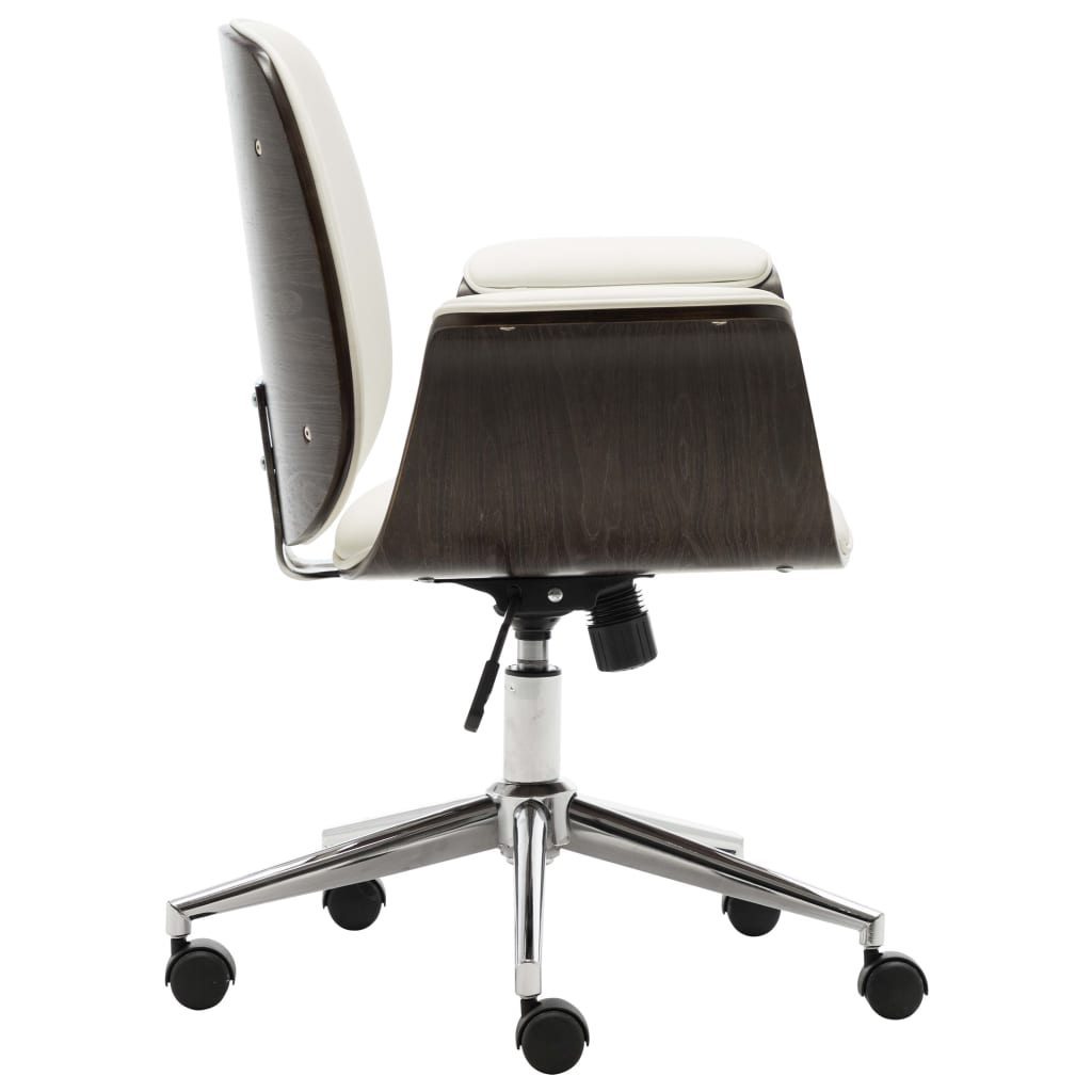 Office Chair White Bent Wood and Faux Leather