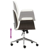 Office Chair White Bent Wood and Faux Leather - 45-Degree Angle