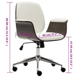 Office Chair White Bent Wood and Faux Leather - Low Angle