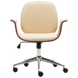 Office Chair Cream Bent Wood and Faux Leather