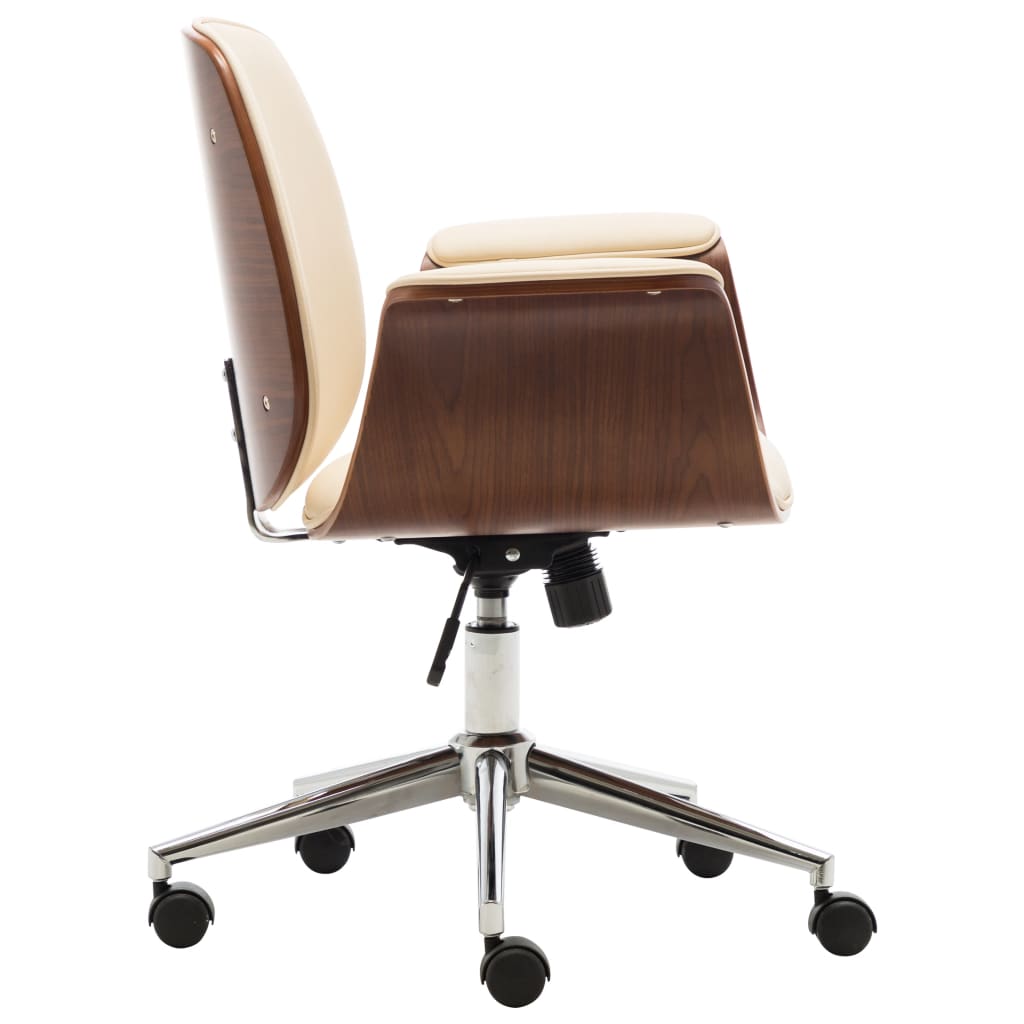 Office Chair Cream Bent Wood and Faux Leather