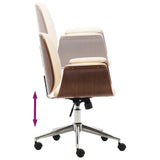 Office Chair Cream Bent Wood and Faux Leather - 45-Degree Angle