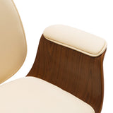 Office Chair Cream Bent Wood and Faux Leather