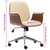 Office Chair Cream Bent Wood and Faux Leather - Low Angle