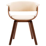 Dining Chair Cream Bent Wood and Faux Leather - Front View