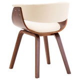 Dining Chair Cream Bent Wood and Faux Leather - 45-Degree Angle