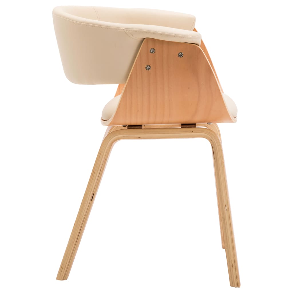 Dining Chair Cream Bent Wood and Faux Leather