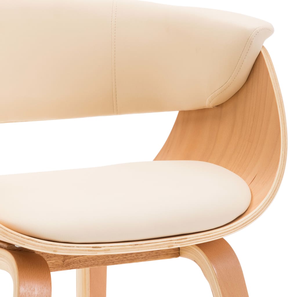 Dining Chair Cream Bent Wood and Faux Leather