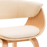 Dining Chair Cream Bent Wood and Faux Leather - 45-Degree Angle