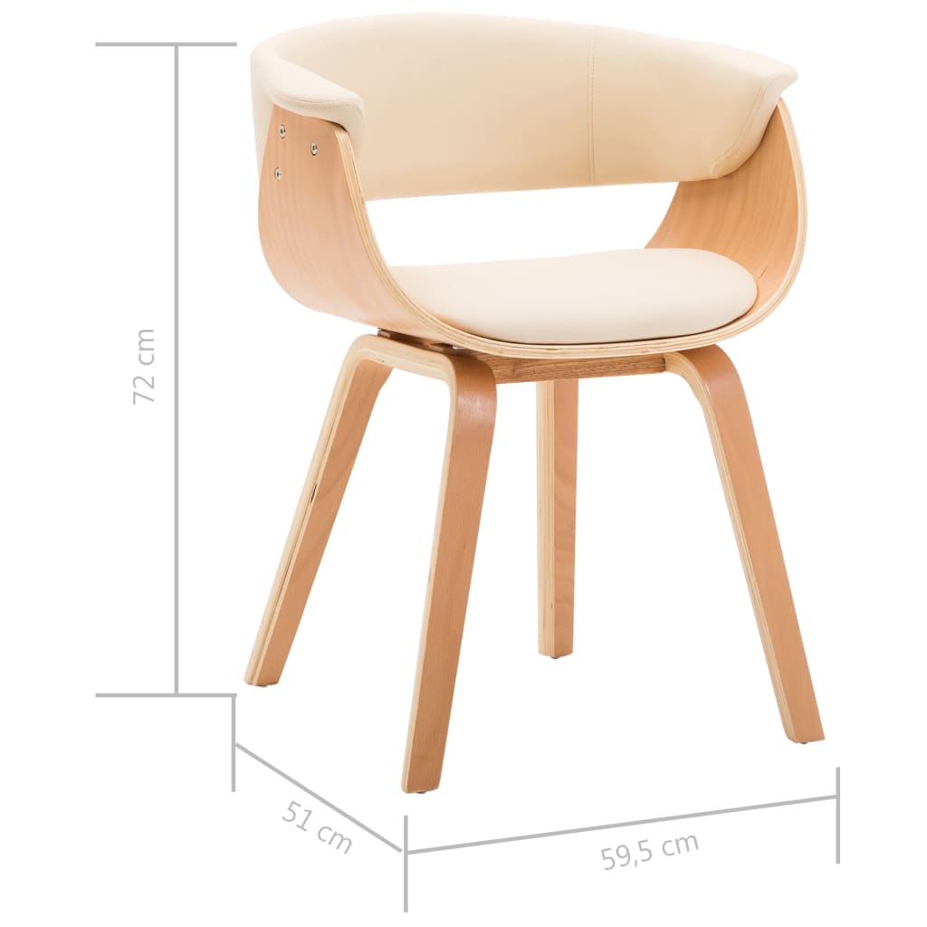Dining Chair Cream Bent Wood and Faux Leather