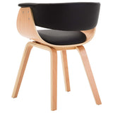 Dining Chair Black Bent Wood and Faux Leather