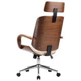 Swivel Office Chair with Headrest Cream Faux Leather and Bentwood - 45-Degree Angle