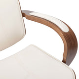 Swivel Office Chair with Headrest Cream Faux Leather and Bentwood - Rear View