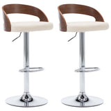 Bar Stools 2 pcs Cream Faux Leather and Bentwood - Front View