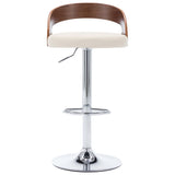 Bar Stools 2 pcs Cream Faux Leather and Bentwood