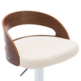 Bar Stools 2 pcs Cream Faux Leather and Bentwood - Low Angle