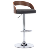 Bar Stools 2 pcs Dark Grey Fabric and Bentwood - Side View