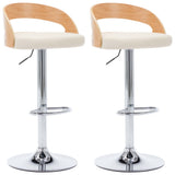 Bar Stools 2 pcs Cream Faux Leather and Bentwood - Front View