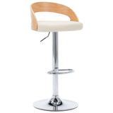 Bar Stools 2 pcs Cream Faux Leather and Bentwood - Side View