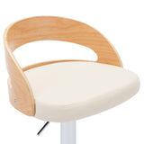 Bar Stools 2 pcs Cream Faux Leather and Bentwood - Low Angle