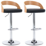 Bar Stools 2 pcs Black Faux Leather and Bentwood