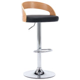 Bar Stools 2 pcs Black Faux Leather and Bentwood - Side View