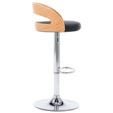Bar Stools 2 pcs Black Faux Leather and Bentwood - 45-Degree Angle