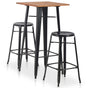 3 Piece Bar Set Steel Black