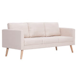 2 Piece Sofa Set Fabric Cream - Side View