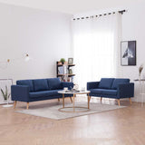 2 Piece Sofa Set Fabric Blue