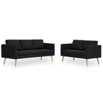 2 Piece Sofa Set Fabric Black