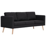 2 Piece Sofa Set Fabric Black