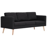 2 Piece Sofa Set Fabric Black - Side View