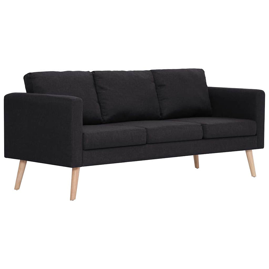 2 Piece Sofa Set Fabric Black