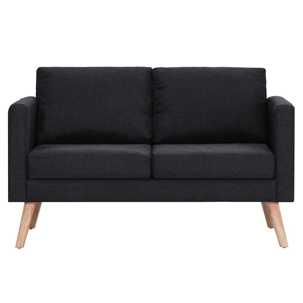2 Piece Sofa Set Fabric Black