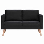 2 Piece Sofa Set Fabric Black