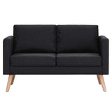 2 Piece Sofa Set Fabric Black - Close-Up Angle