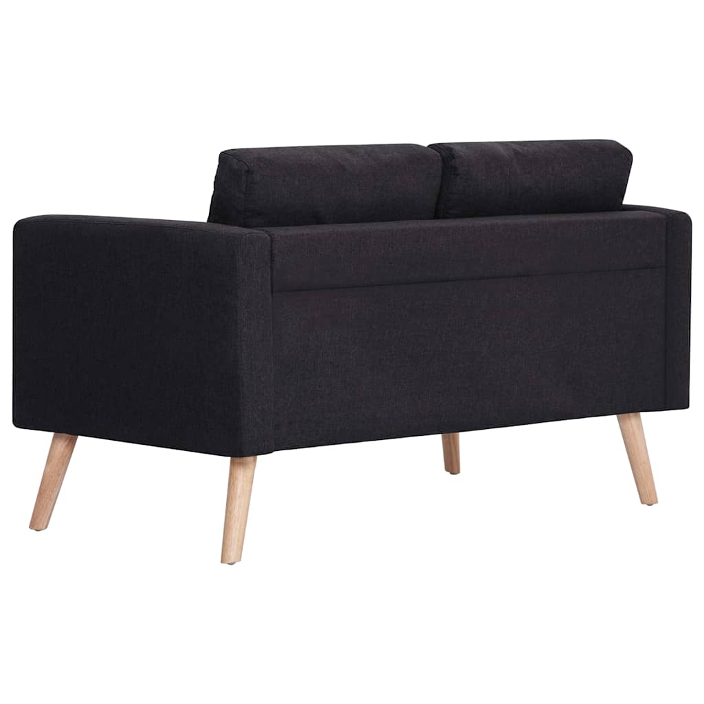 2 Piece Sofa Set Fabric Black