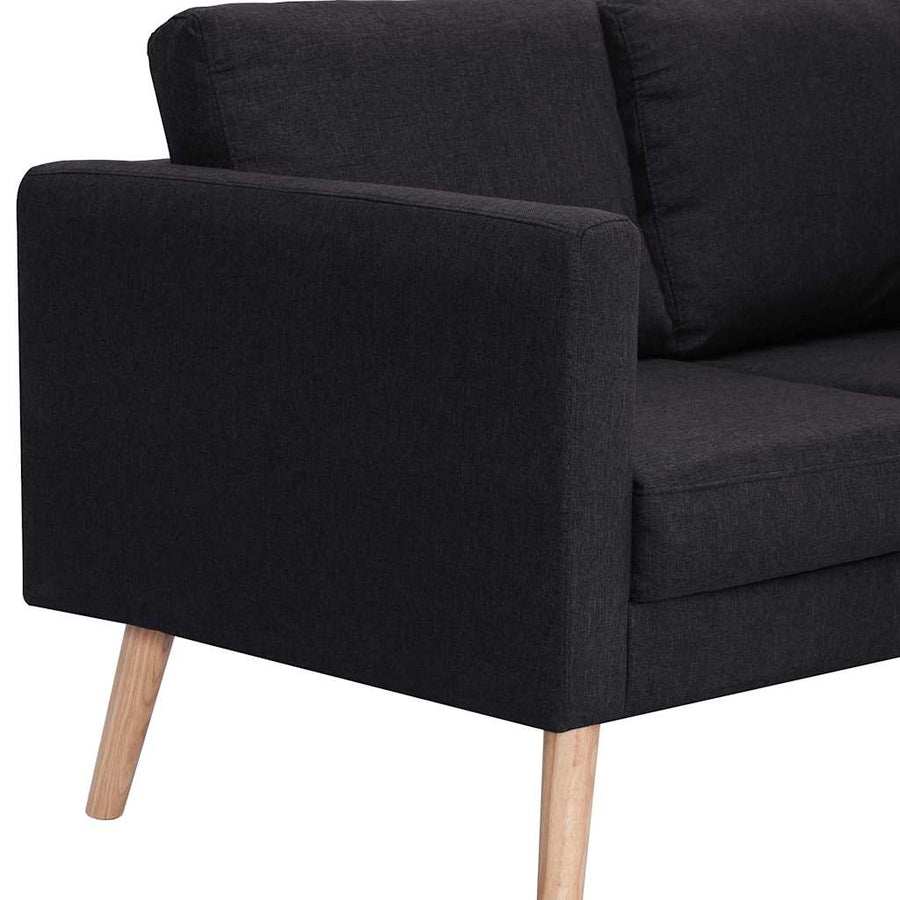 2 Piece Sofa Set Fabric Black