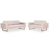 2 Piece Sofa Set Fabric Cream - Front View