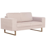 2 Piece Sofa Set Fabric Cream - Rear View