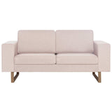 2 Piece Sofa Set Fabric Cream