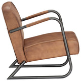 Relax Armchair Light Brown Real Leather - Side View