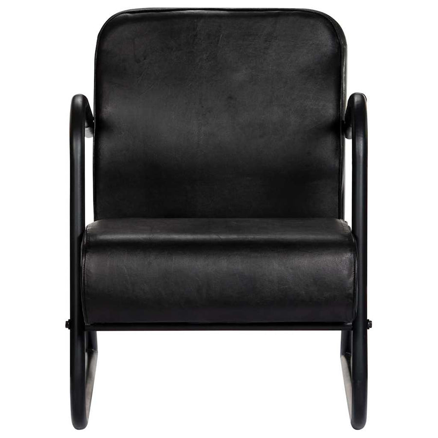 Relax Armchair Black Real Leather