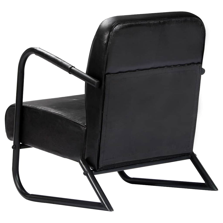 Relax Armchair Black Real Leather
