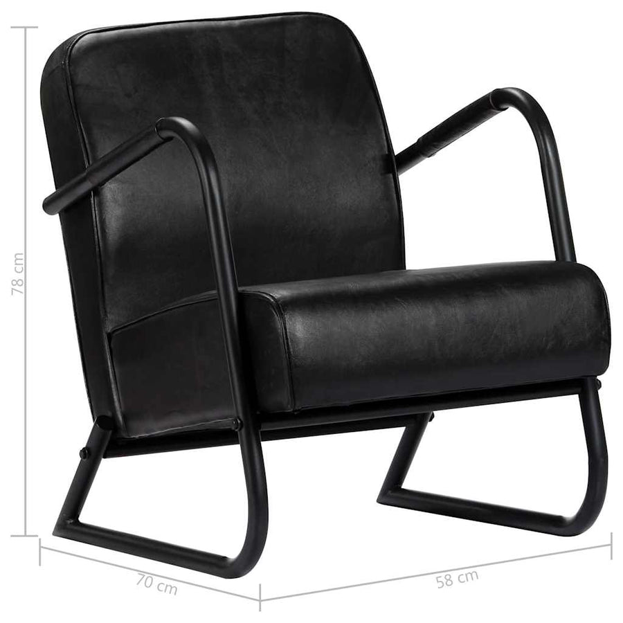 Relax Armchair Black Real Leather