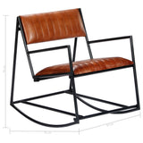 Rocking Chair Brown Real Leather - Low Angle